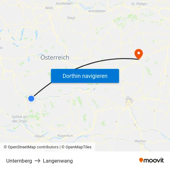 Unternberg to Langenwang map