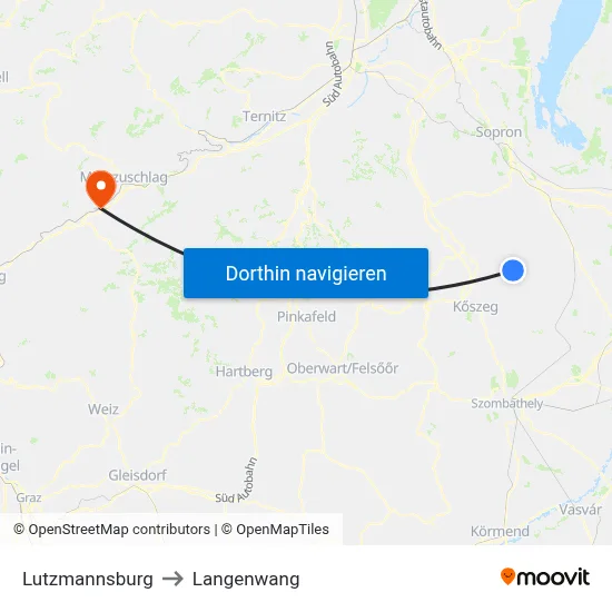 Lutzmannsburg to Langenwang map