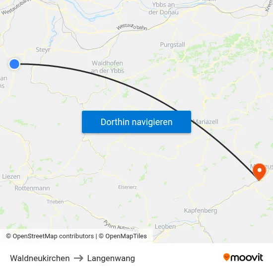 Waldneukirchen to Langenwang map