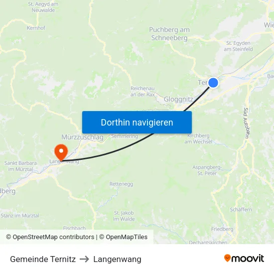 Gemeinde Ternitz to Langenwang map