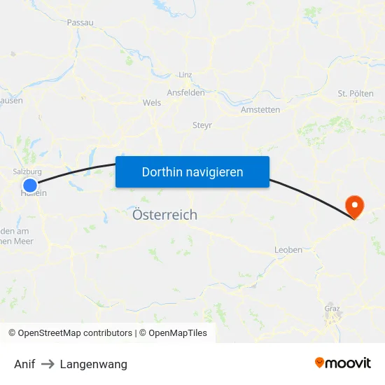 Anif to Langenwang map