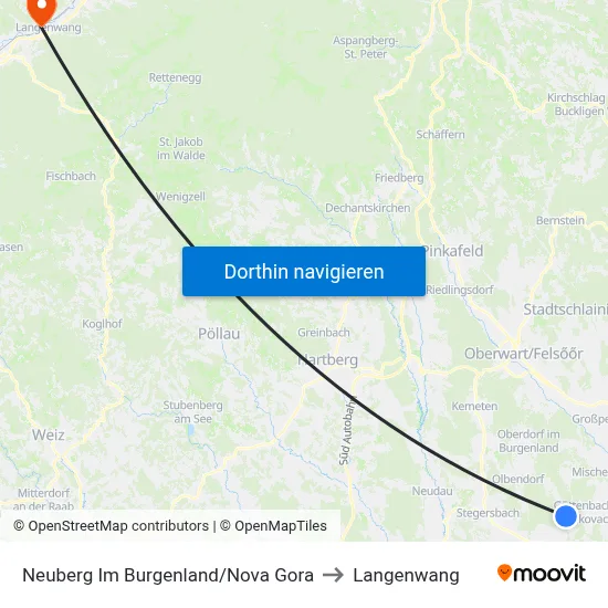 Neuberg Im Burgenland/Nova Gora to Langenwang map