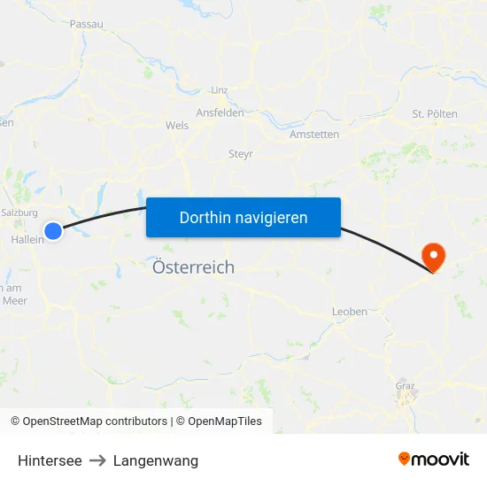 Hintersee to Langenwang map