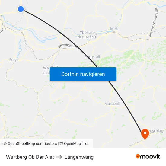 Wartberg Ob Der Aist to Langenwang map