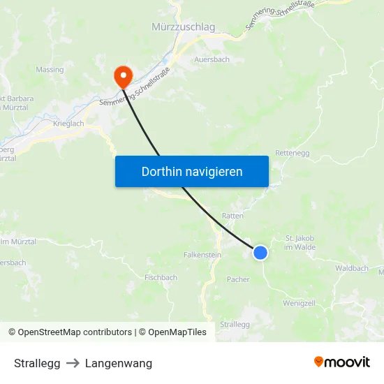 Strallegg to Langenwang map
