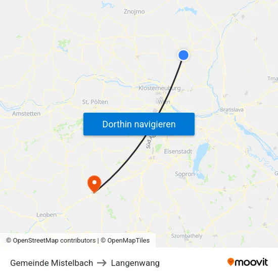 Gemeinde Mistelbach to Langenwang map