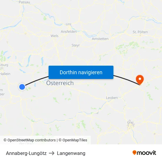 Annaberg-Lungötz to Langenwang map