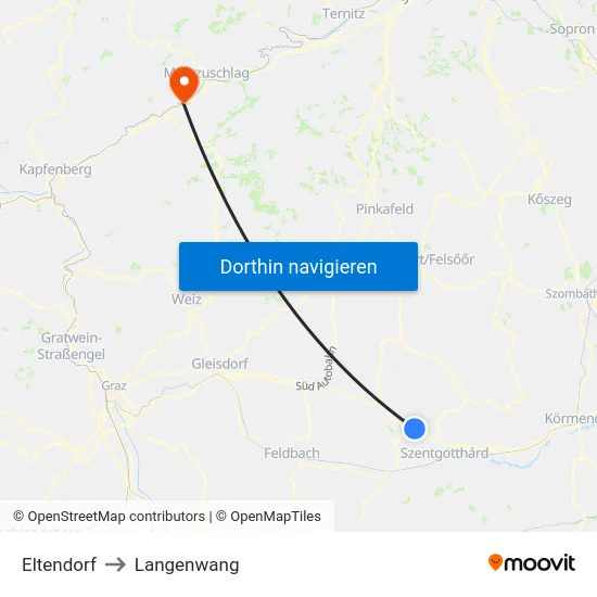 Eltendorf to Langenwang map