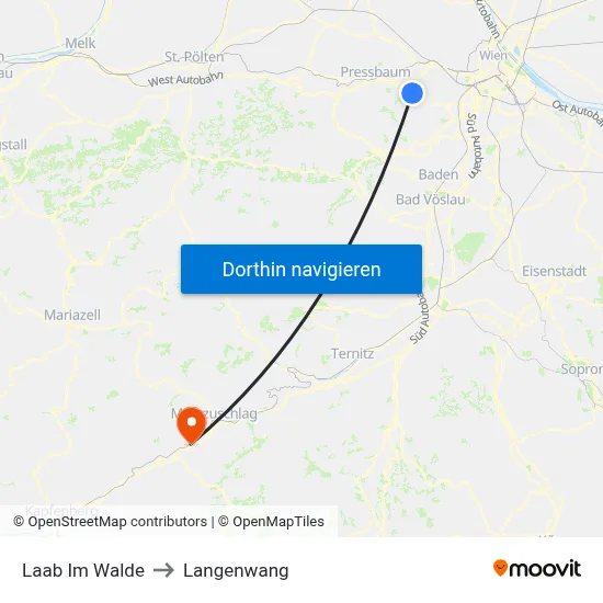Laab Im Walde to Langenwang map