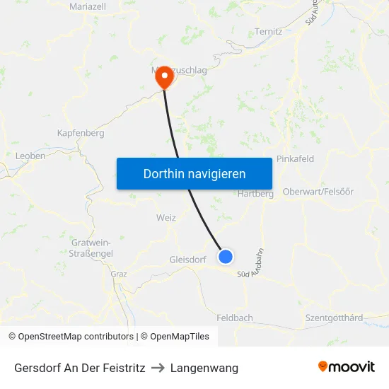 Gersdorf An Der Feistritz to Langenwang map