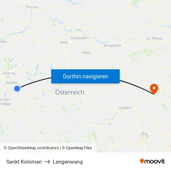 Sankt Koloman to Langenwang map