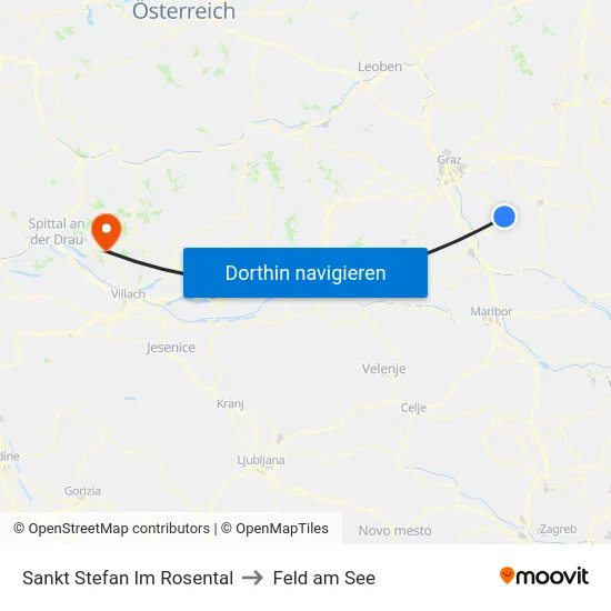 Sankt Stefan Im Rosental to Feld am See map