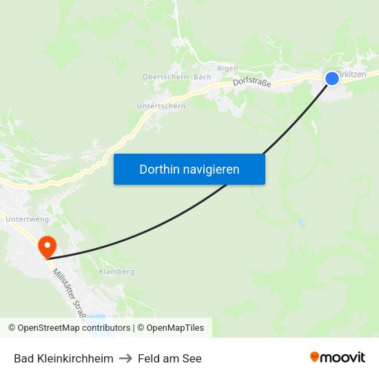 Bad Kleinkirchheim to Feld am See map