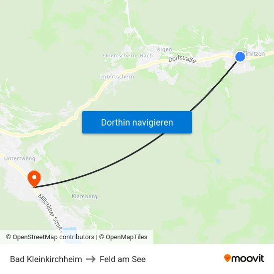 Bad Kleinkirchheim to Feld am See map