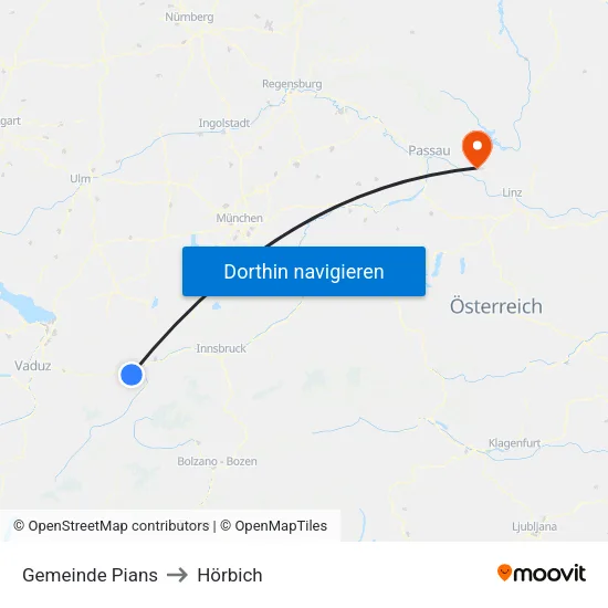 Gemeinde Pians to Hörbich map