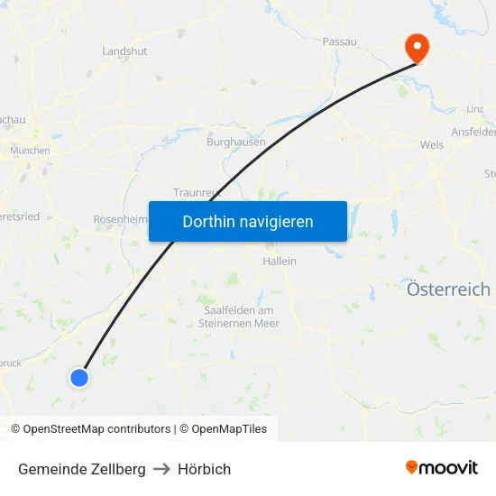 Gemeinde Zellberg to Hörbich map