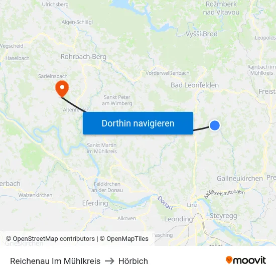 Reichenau Im Mühlkreis to Hörbich map