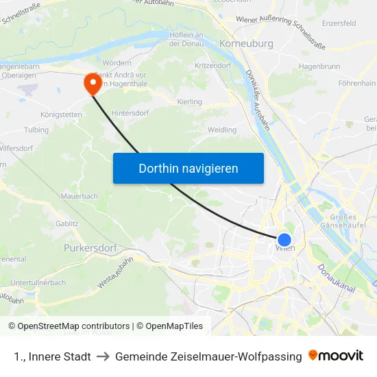 1., Innere Stadt to Gemeinde Zeiselmauer-Wolfpassing map