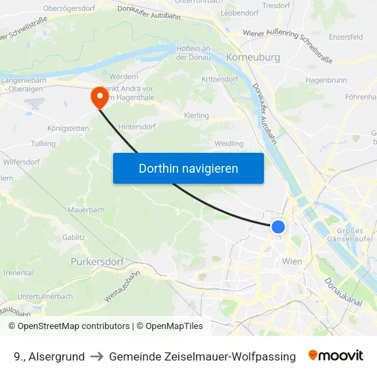 9., Alsergrund to Gemeinde Zeiselmauer-Wolfpassing map