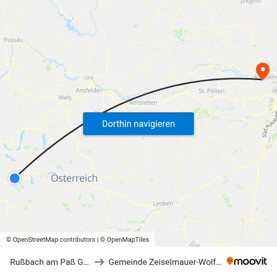 Rußbach am Paß Gschütt to Gemeinde Zeiselmauer-Wolfpassing map