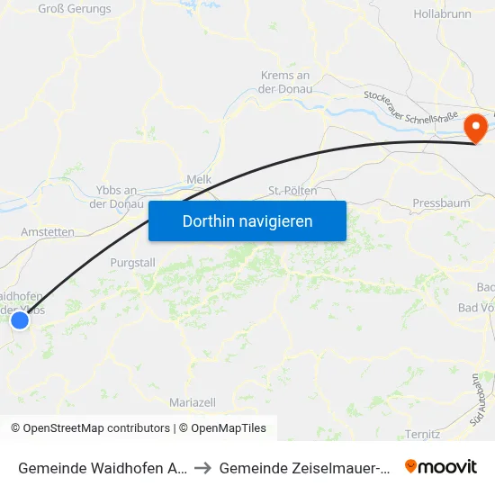 Gemeinde Waidhofen An Der Ybbs to Gemeinde Zeiselmauer-Wolfpassing map