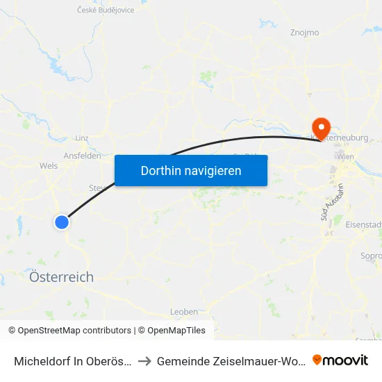 Micheldorf In Oberösterreich to Gemeinde Zeiselmauer-Wolfpassing map