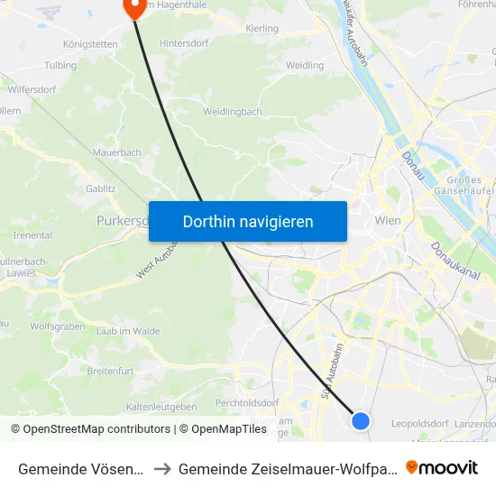Gemeinde Vösendorf to Gemeinde Zeiselmauer-Wolfpassing map