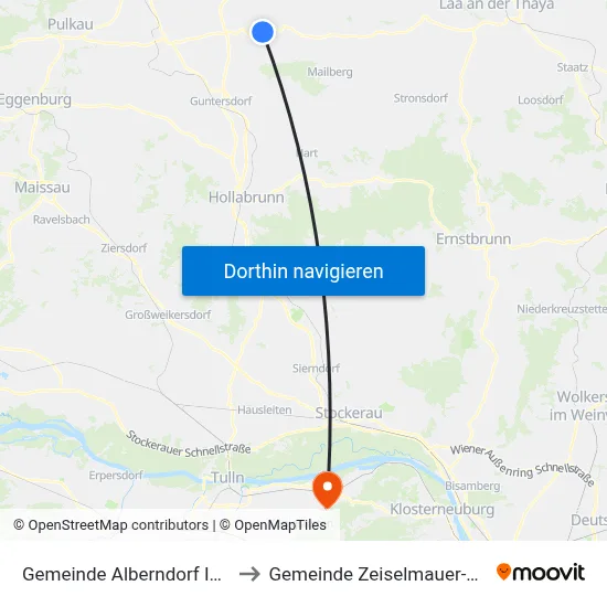 Gemeinde Alberndorf Im Pulkautal to Gemeinde Zeiselmauer-Wolfpassing map