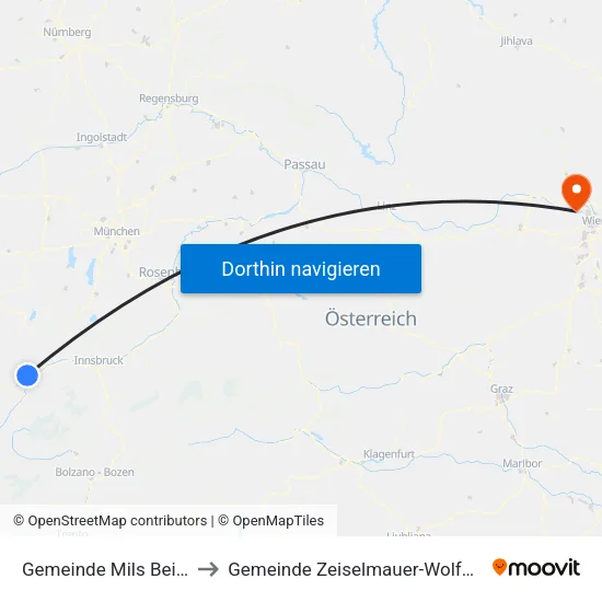 Gemeinde Mils Bei Imst to Gemeinde Zeiselmauer-Wolfpassing map