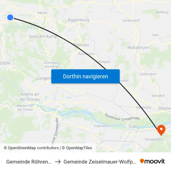 Gemeinde Röhrenbach to Gemeinde Zeiselmauer-Wolfpassing map