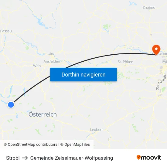 Strobl to Gemeinde Zeiselmauer-Wolfpassing map