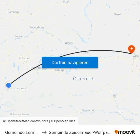 Gemeinde Lermoos to Gemeinde Zeiselmauer-Wolfpassing map