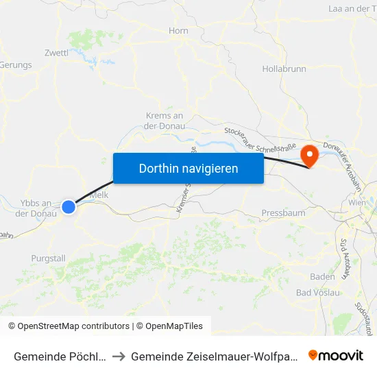 Gemeinde Pöchlarn to Gemeinde Zeiselmauer-Wolfpassing map