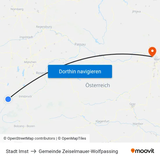 Stadt Imst to Gemeinde Zeiselmauer-Wolfpassing map