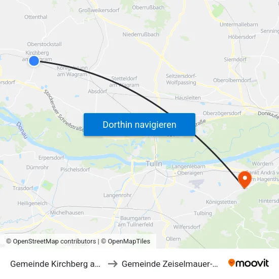 Gemeinde Kirchberg am Wagram to Gemeinde Zeiselmauer-Wolfpassing map