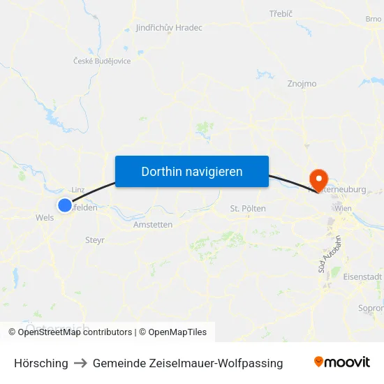 Hörsching to Gemeinde Zeiselmauer-Wolfpassing map