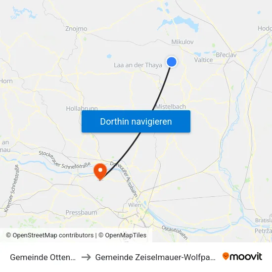 Gemeinde Ottenthal to Gemeinde Zeiselmauer-Wolfpassing map