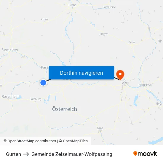 Gurten to Gemeinde Zeiselmauer-Wolfpassing map