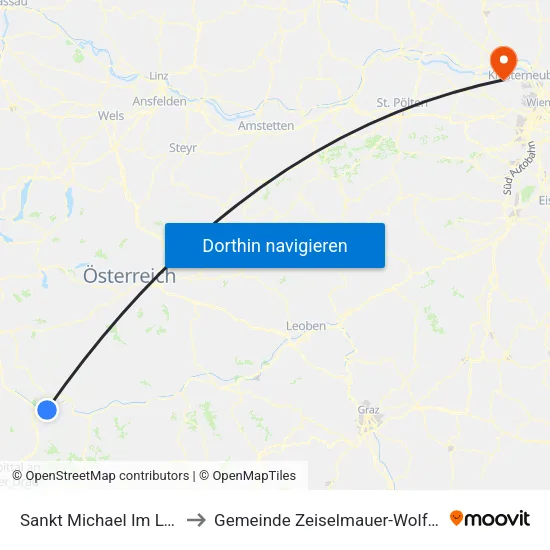 Sankt Michael Im Lungau to Gemeinde Zeiselmauer-Wolfpassing map
