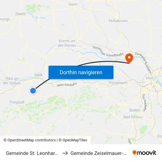 Gemeinde St. Leonhard am Forst to Gemeinde Zeiselmauer-Wolfpassing map