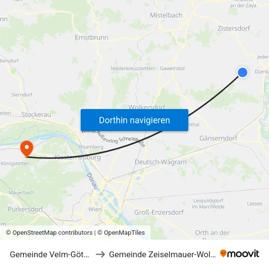 Gemeinde Velm-Götzendorf to Gemeinde Zeiselmauer-Wolfpassing map