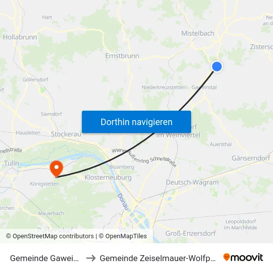 Gemeinde Gaweinstal to Gemeinde Zeiselmauer-Wolfpassing map