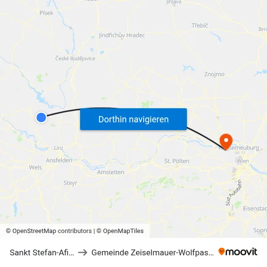 Sankt Stefan-Afiesl to Gemeinde Zeiselmauer-Wolfpassing map