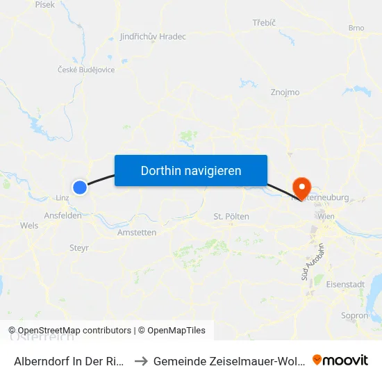 Alberndorf In Der Riedmark to Gemeinde Zeiselmauer-Wolfpassing map