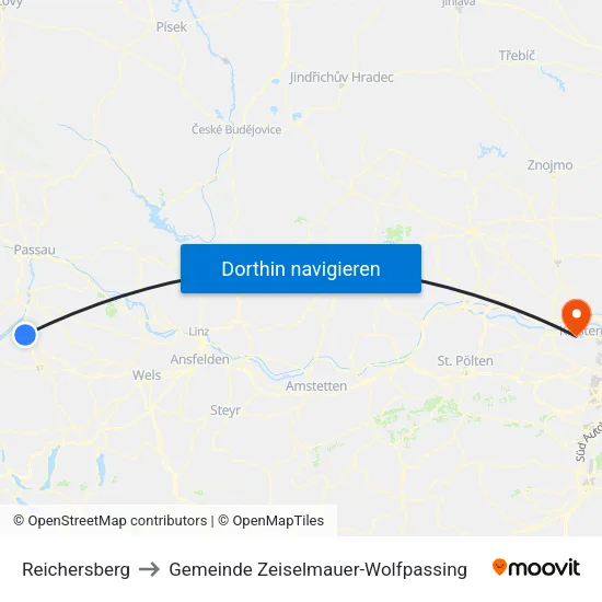 Reichersberg to Gemeinde Zeiselmauer-Wolfpassing map