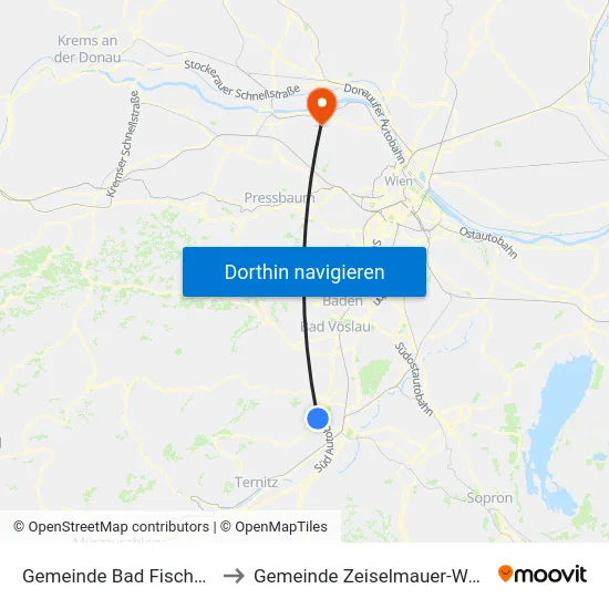 Gemeinde Bad Fischau-Brunn to Gemeinde Zeiselmauer-Wolfpassing map
