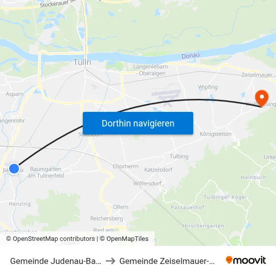Gemeinde Judenau-Baumgarten to Gemeinde Zeiselmauer-Wolfpassing map