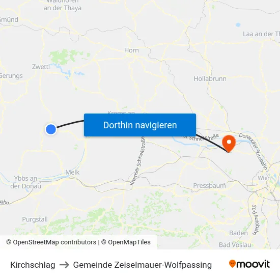Kirchschlag to Gemeinde Zeiselmauer-Wolfpassing map