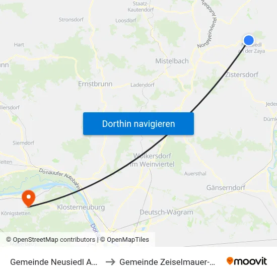 Gemeinde Neusiedl An Der Zaya to Gemeinde Zeiselmauer-Wolfpassing map