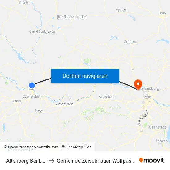 Altenberg Bei Linz to Gemeinde Zeiselmauer-Wolfpassing map